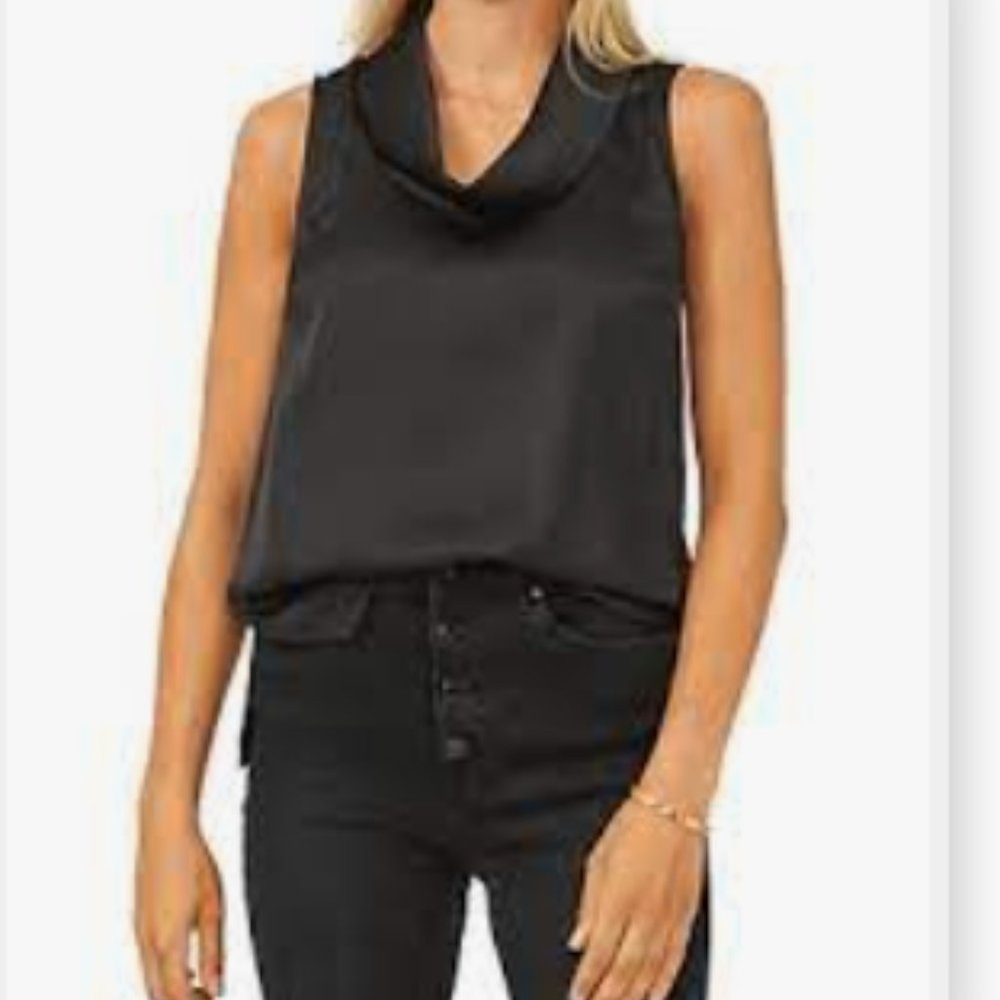 VINCE CAMUTO Cowl Neck Satin Sleeveless Top